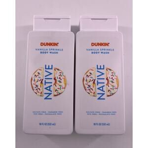 Native DUNKIN VANILLA SPRINKLE Body Wash 18oz LIMITED EDITION Lot Of 2 New